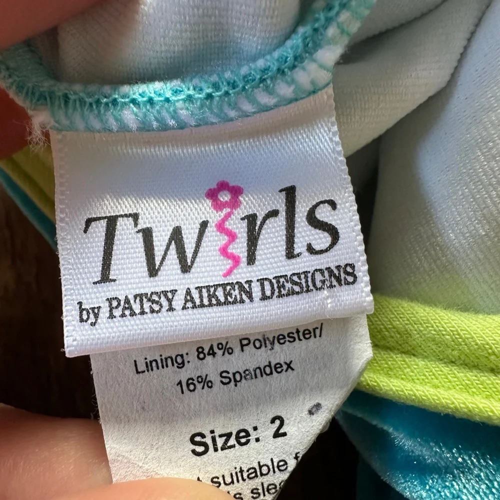 Girls Twirls by Patsy Aiken Designs Blue Dance Costume size 2 monogrammed G